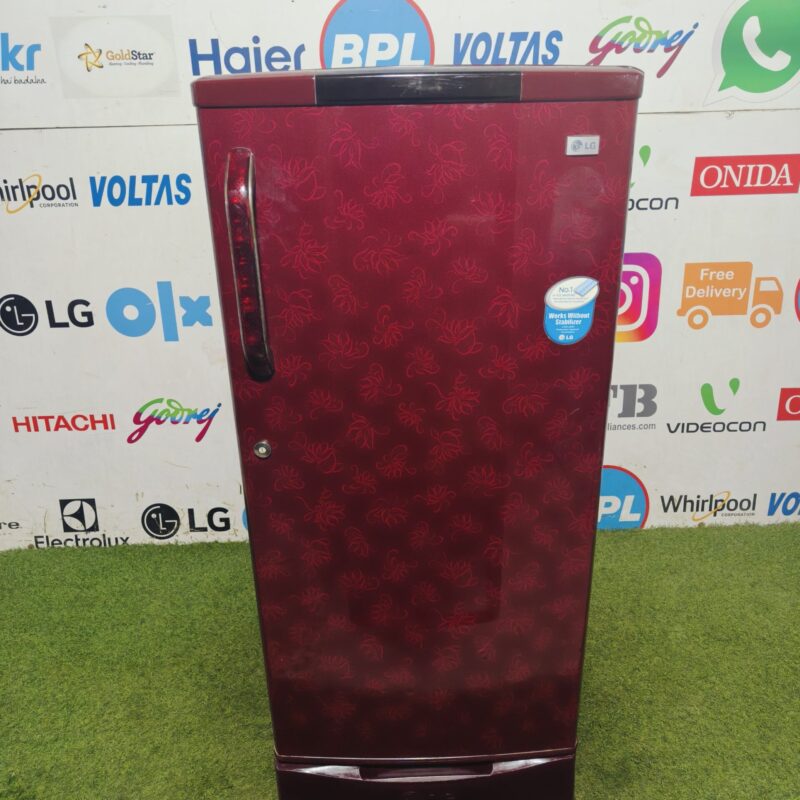 LG 5 star energy rating inbuilt stabiliser with base stand and onion tray 190 lte flower model single door refrigerator (Refurbished)