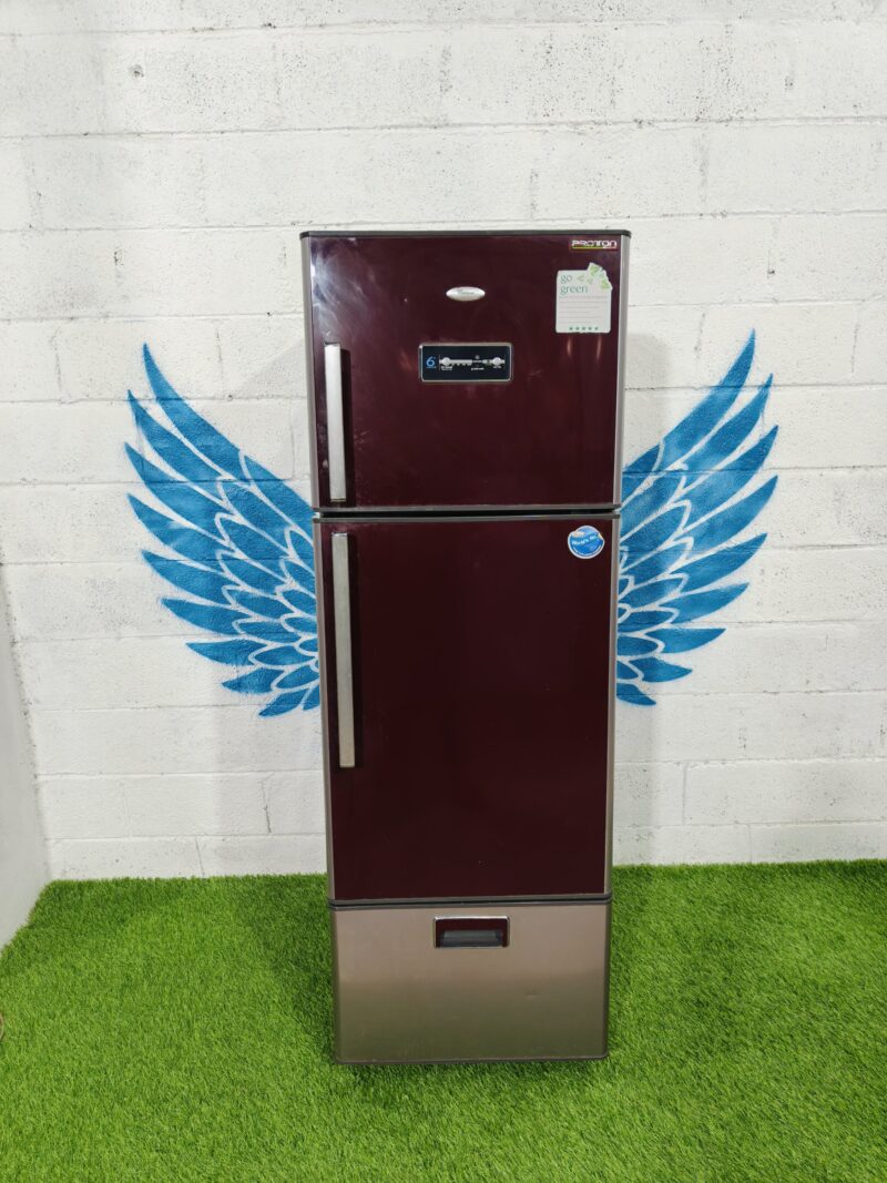 Whirlpool Proton 350 L 3-Door Refrigerator with 6th Sense Technology and Double-Color Finish – Pre-Owned in Bangalore.