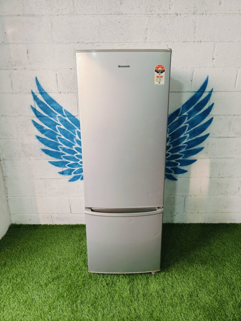 Panasonic 5 star energy rating inbuilt stabiliser silver in colour 350 lte bottom freezer refrigerator
