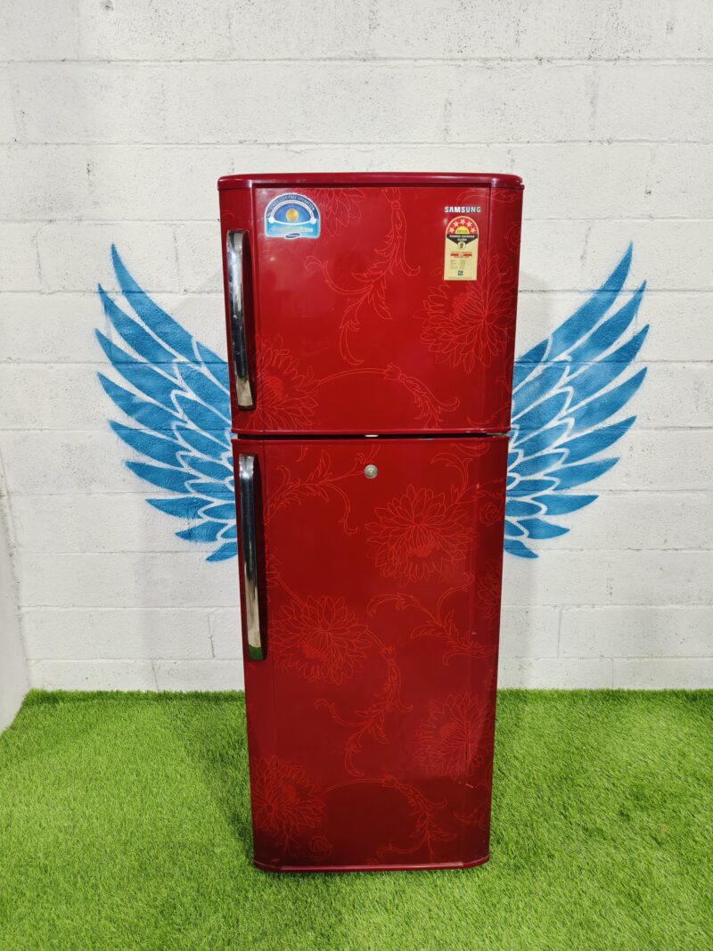 Samsung 5 star energy rating inbuilt stabiliser red flower model 350 lte double door refrigerator