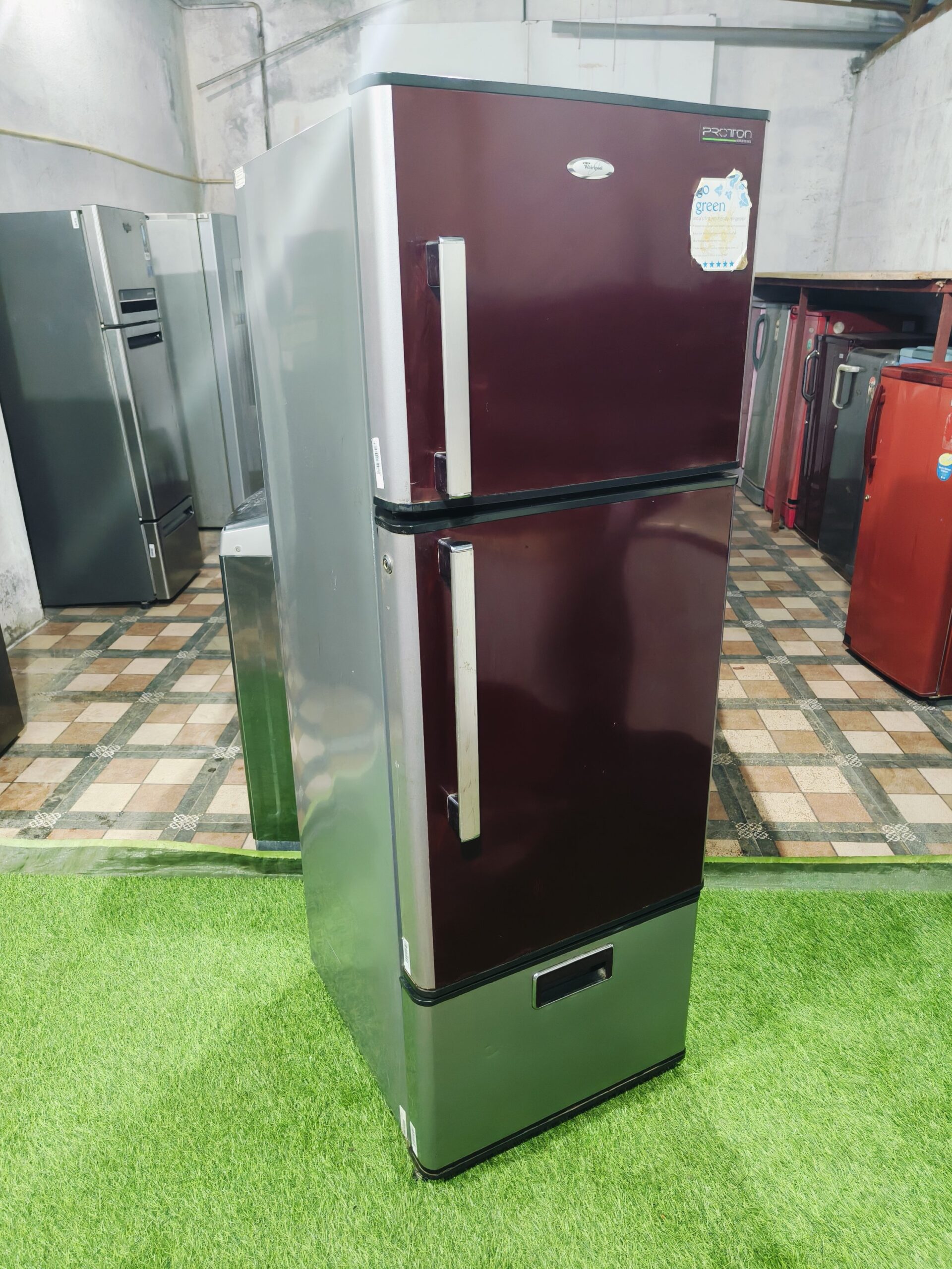 Whirlpool proton maroon and silver in colour 280 ltr 3 door refrigerator - Image 5