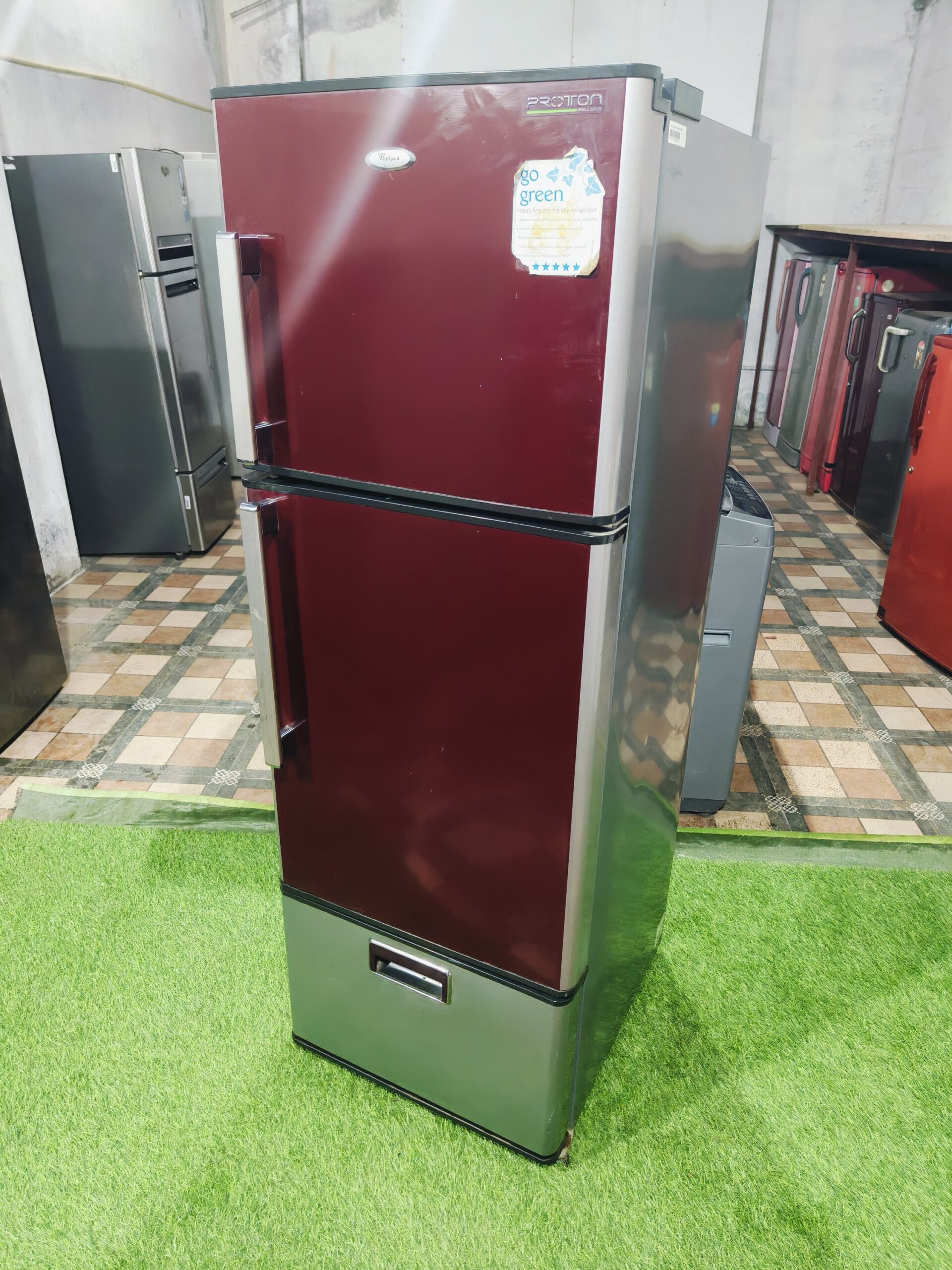 Whirlpool proton maroon and silver in colour 280 ltr 3 door refrigerator - Image 6
