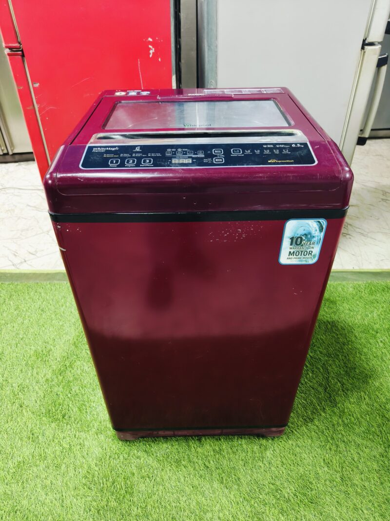 Whirlpool white magic premier 6.5 kg with auto tub clean maroon in colour fully automatic top load washing machine
