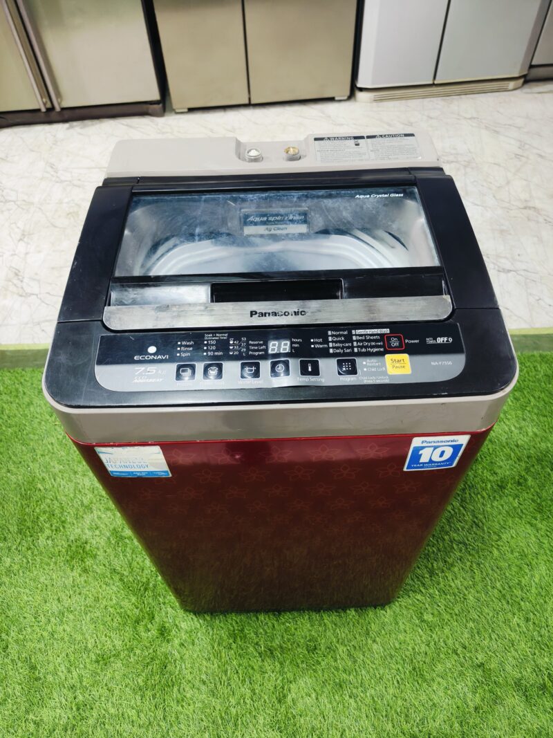 Panasonic eco navi aqua beat 7.5 kg red flower model gently used fully automatic top load washing machine