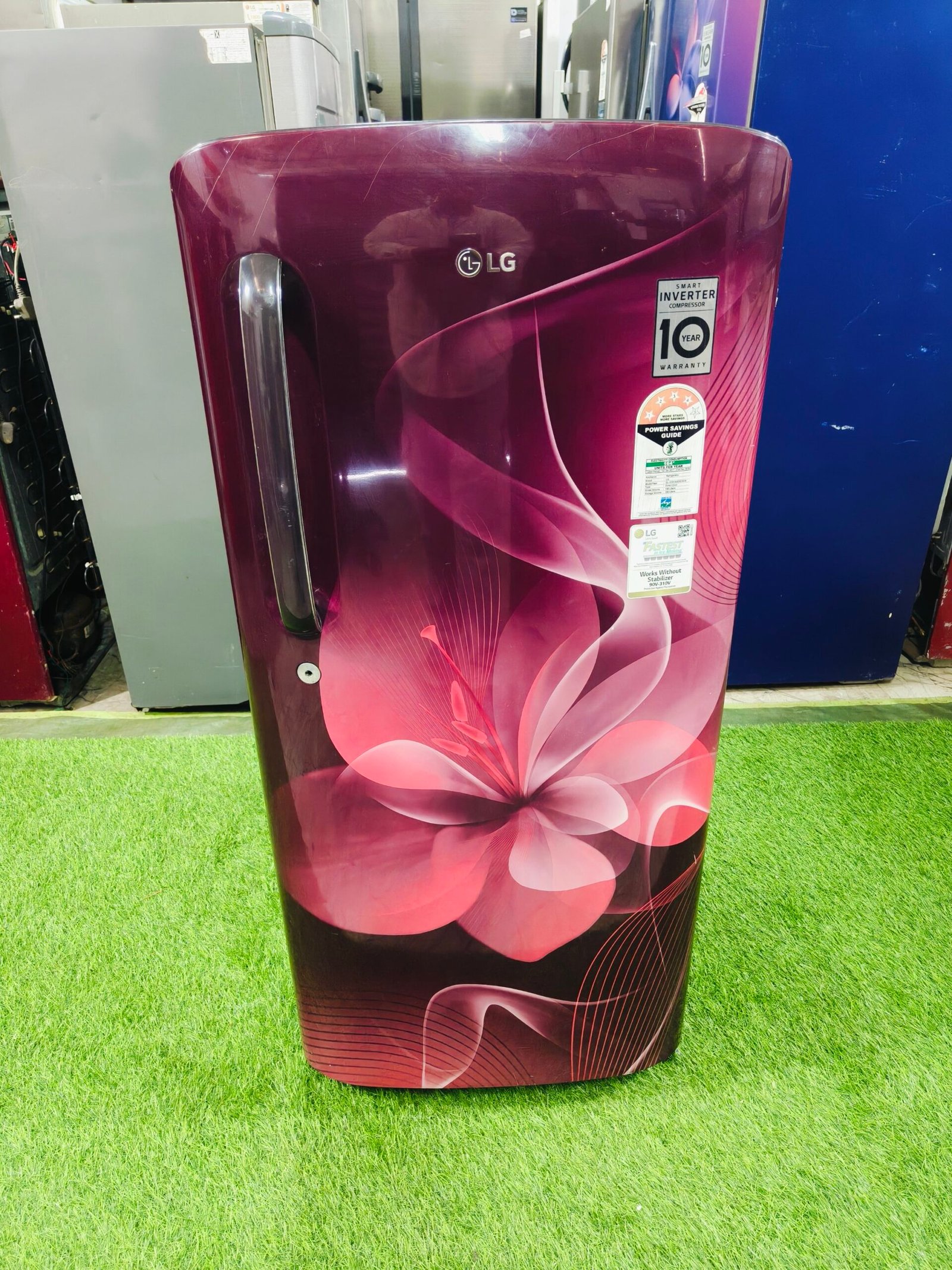 LG smart inverter 4 star energy rating gently used flower model 190 ltr single door refrigerator