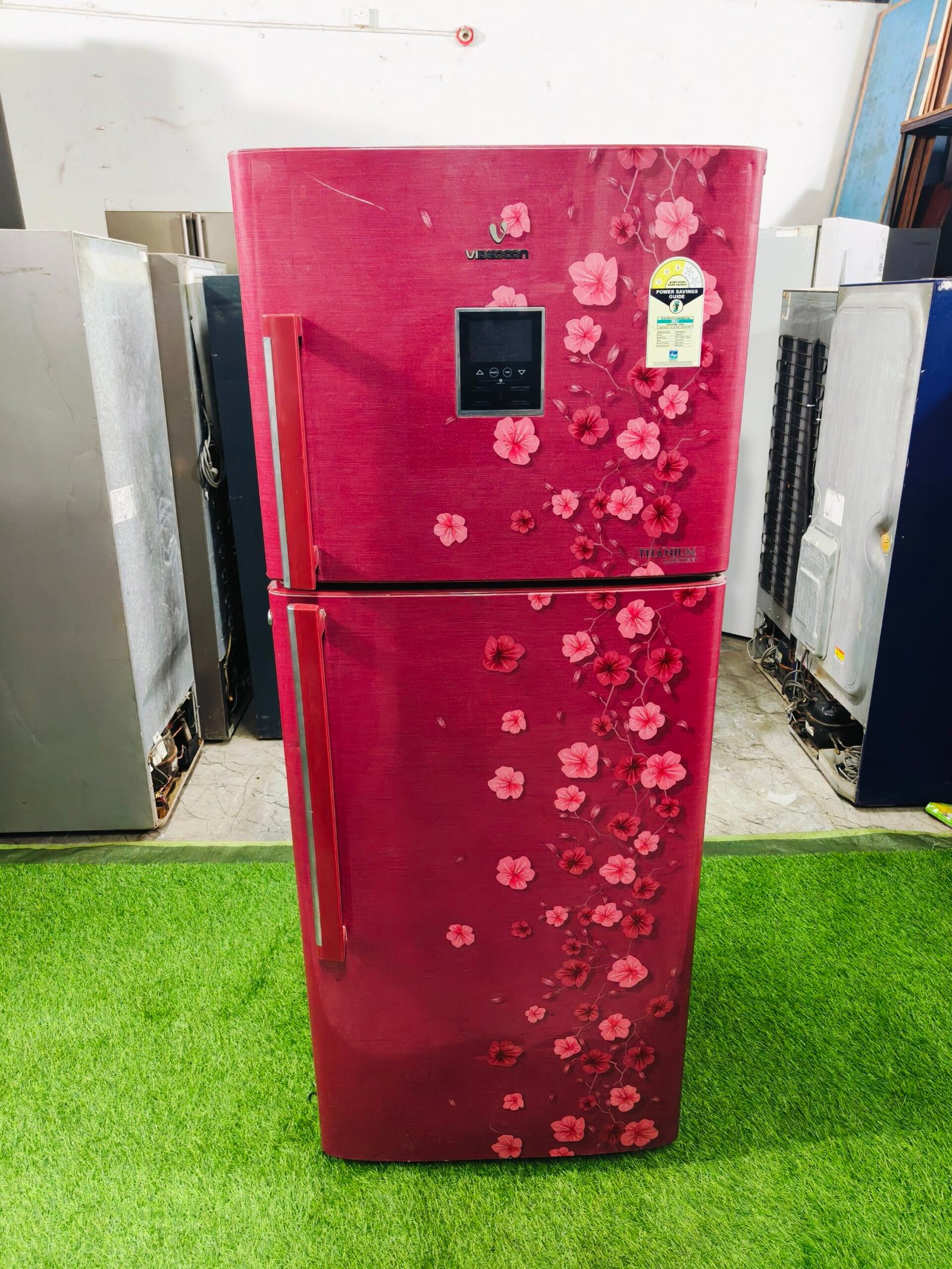 Videocon titanium luxury 280 ltr pink flower model double door refrigerator