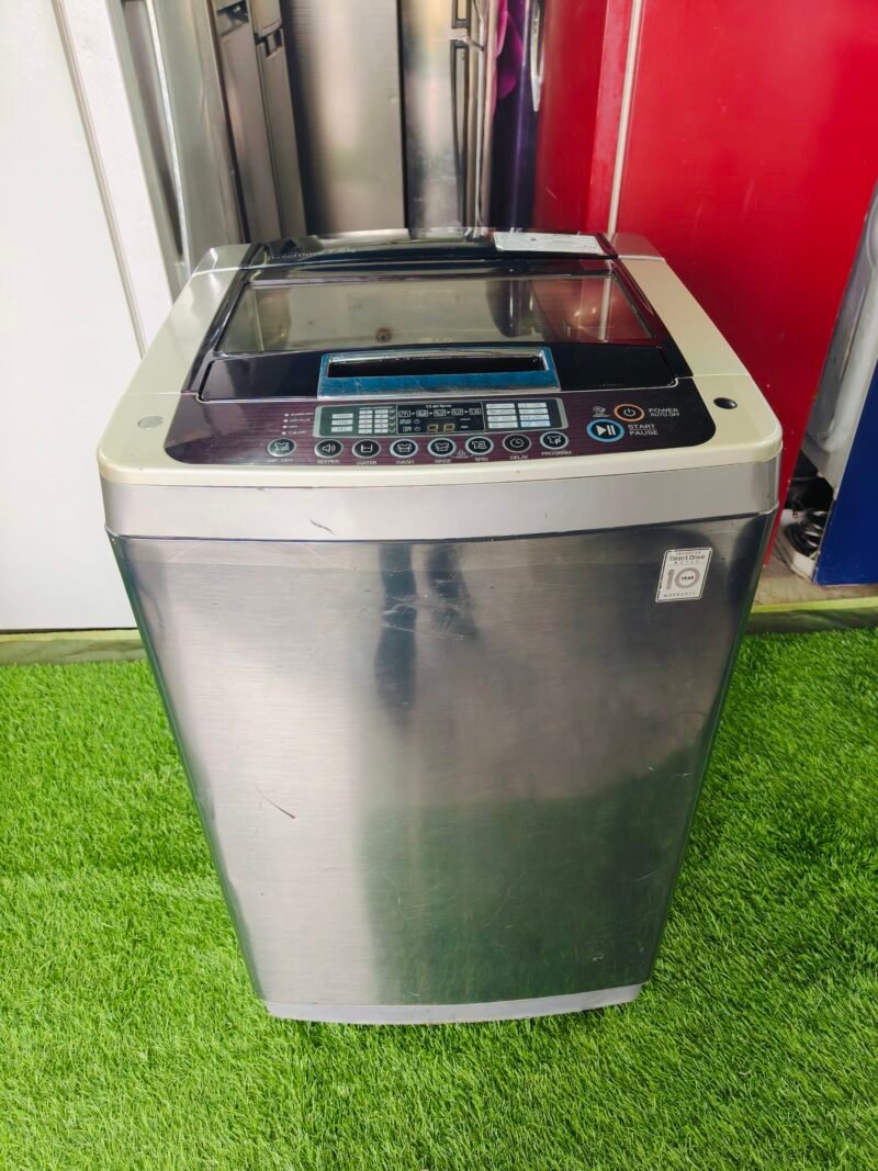 LG smart inverter direct drive steel finish 7.5 kg gently used fully automatic top load washing machine