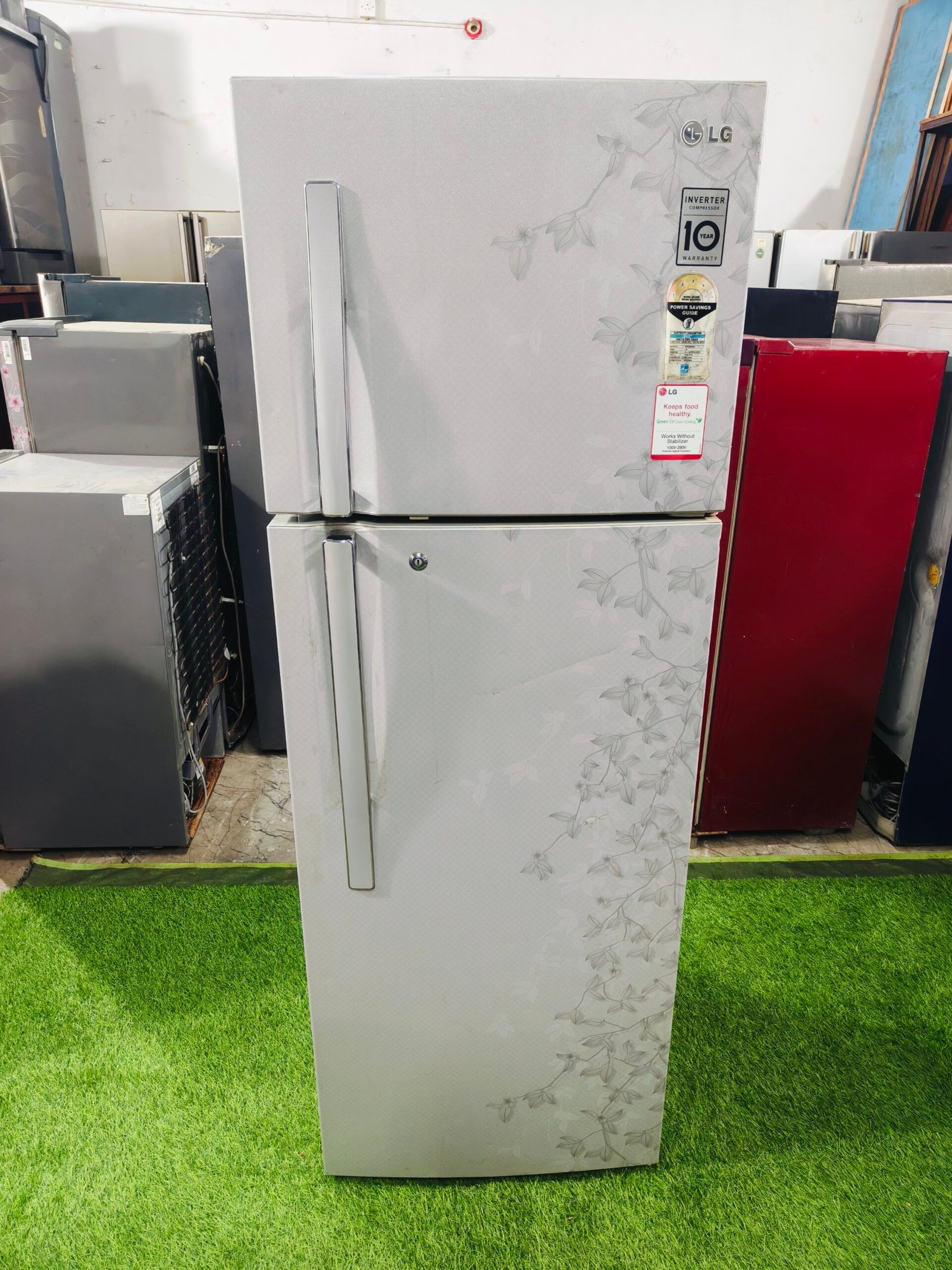 LG 4 star energy rating grey flower model 320 ltr used double door refrigerator