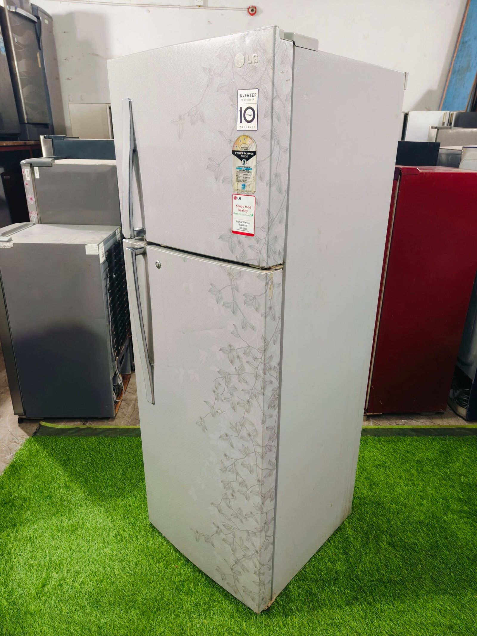 LG 4 star energy rating grey flower model 320 ltr used double door refrigerator - Image 4