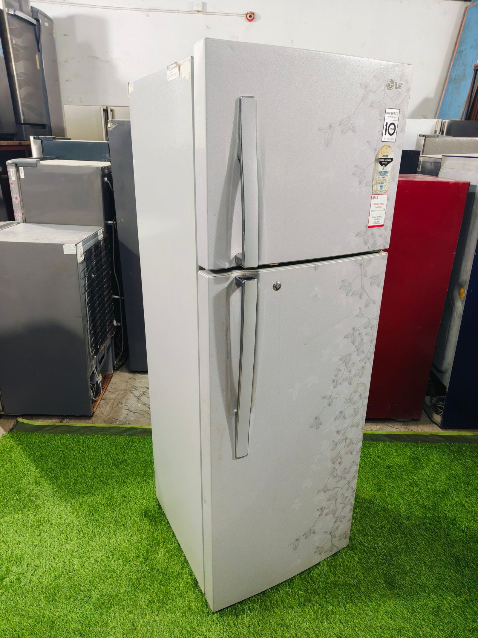 LG 4 star energy rating grey flower model 320 ltr used double door refrigerator - Image 5