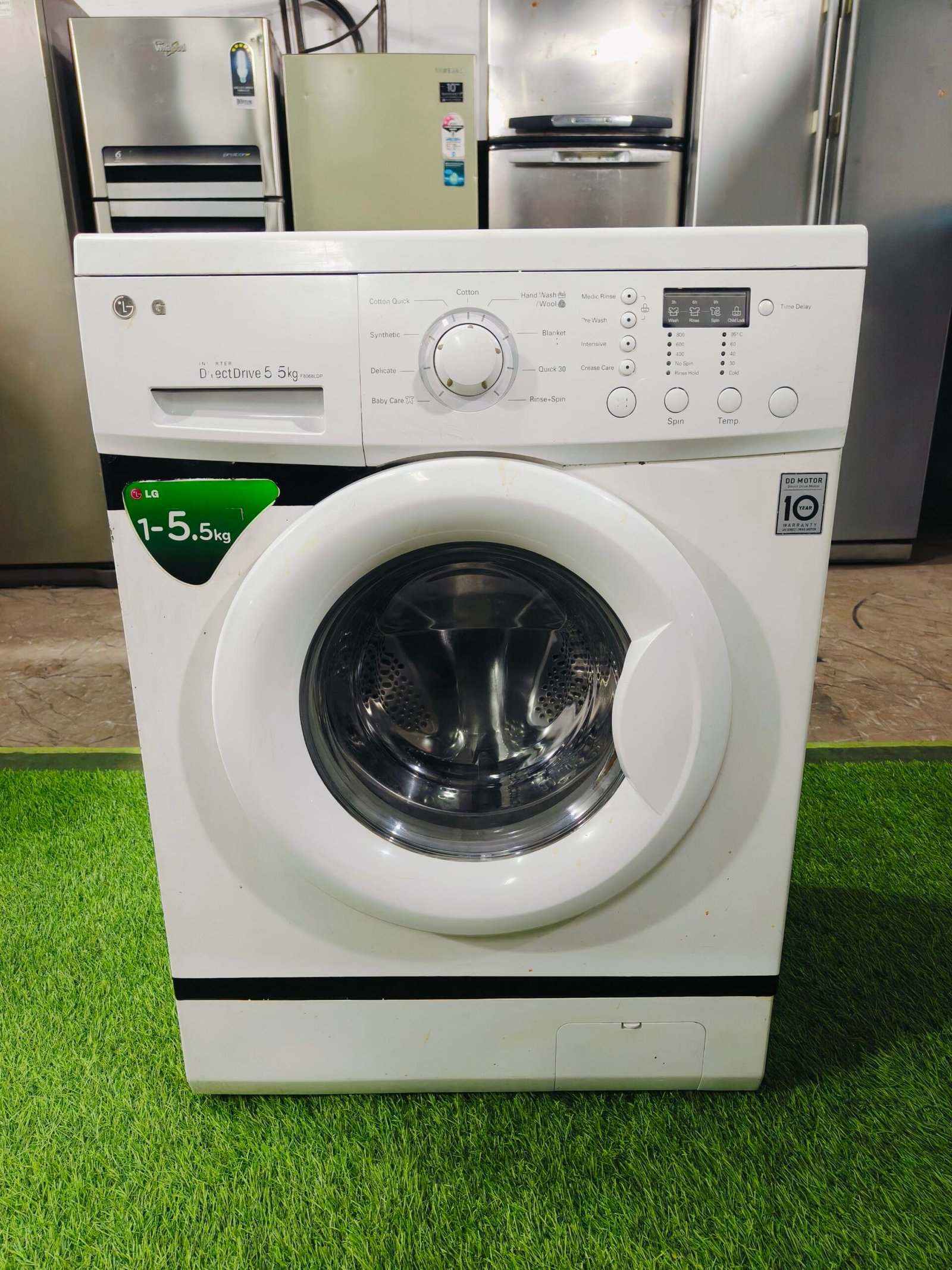 LG digital inverter direct drive 5.5 kg double colour fully automatic gently used front load washing machine
