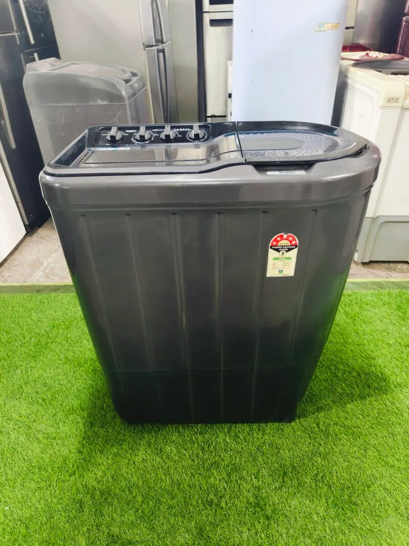 Whirlpool super atom 70s 5 star energy rating 7 kg jet black in colour like new condition semi-automatic used washing machine