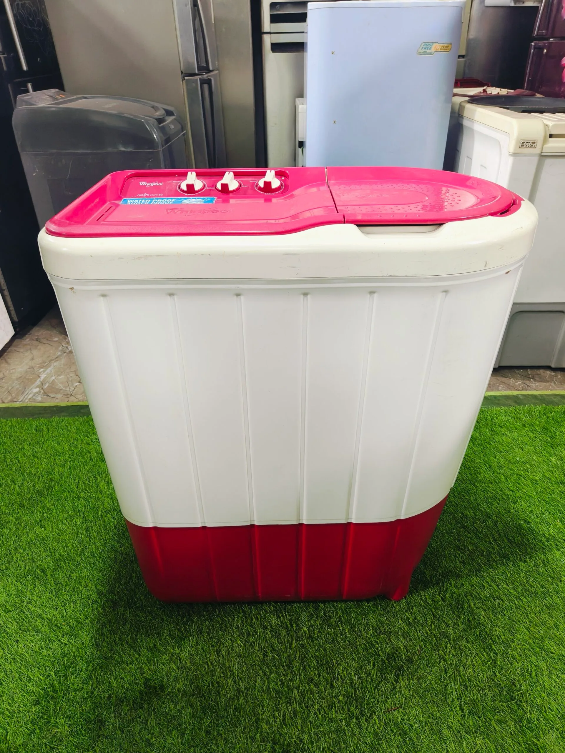 Whirlpool superb atom 60i white & pink in colour 6 kg gently used semi-automatic washing machine