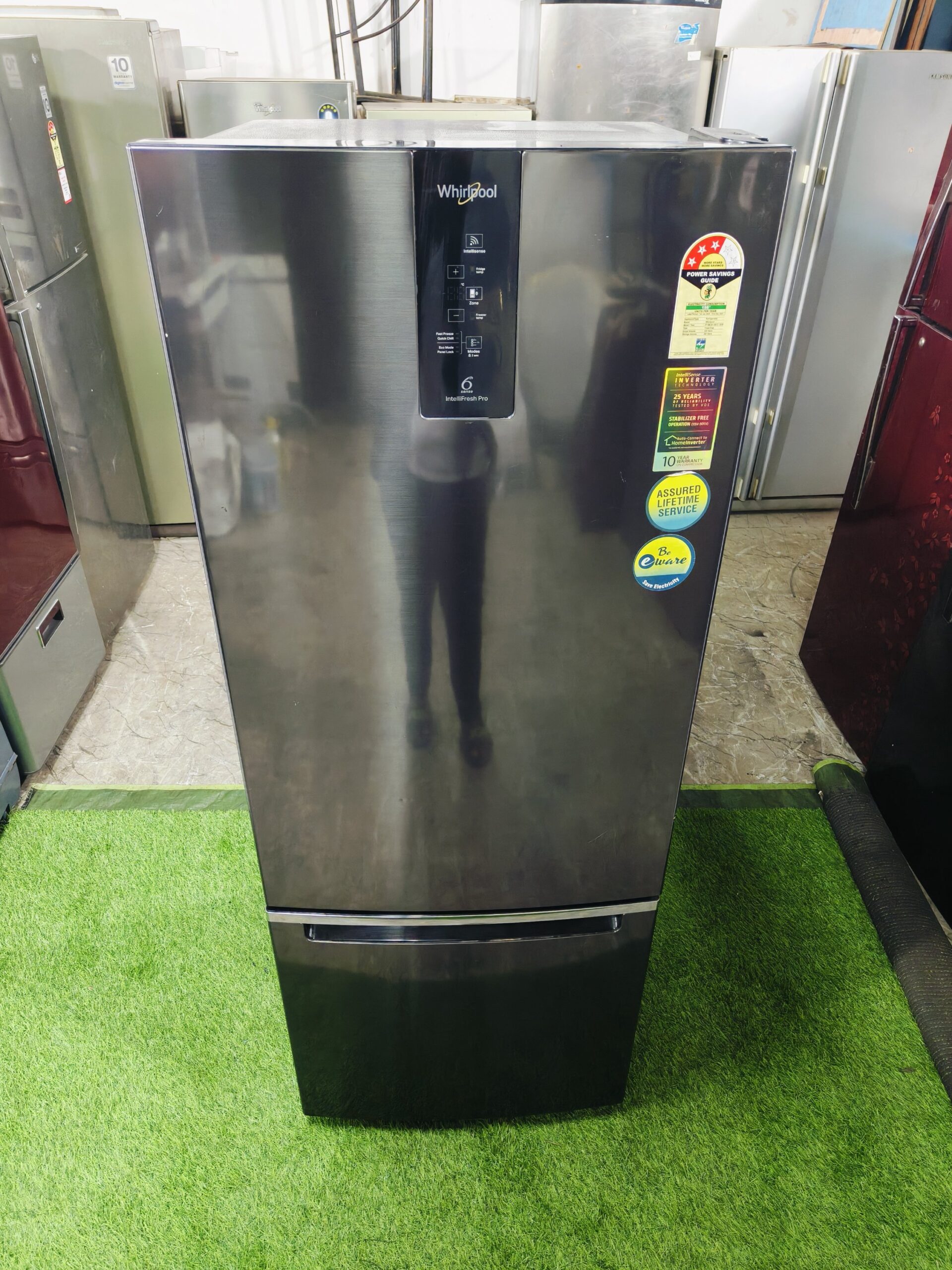 Whirlpool home connect intellisense inverter technology steel finish like new condition 330 ltr double door bottom freezer refrigerator - Image 2