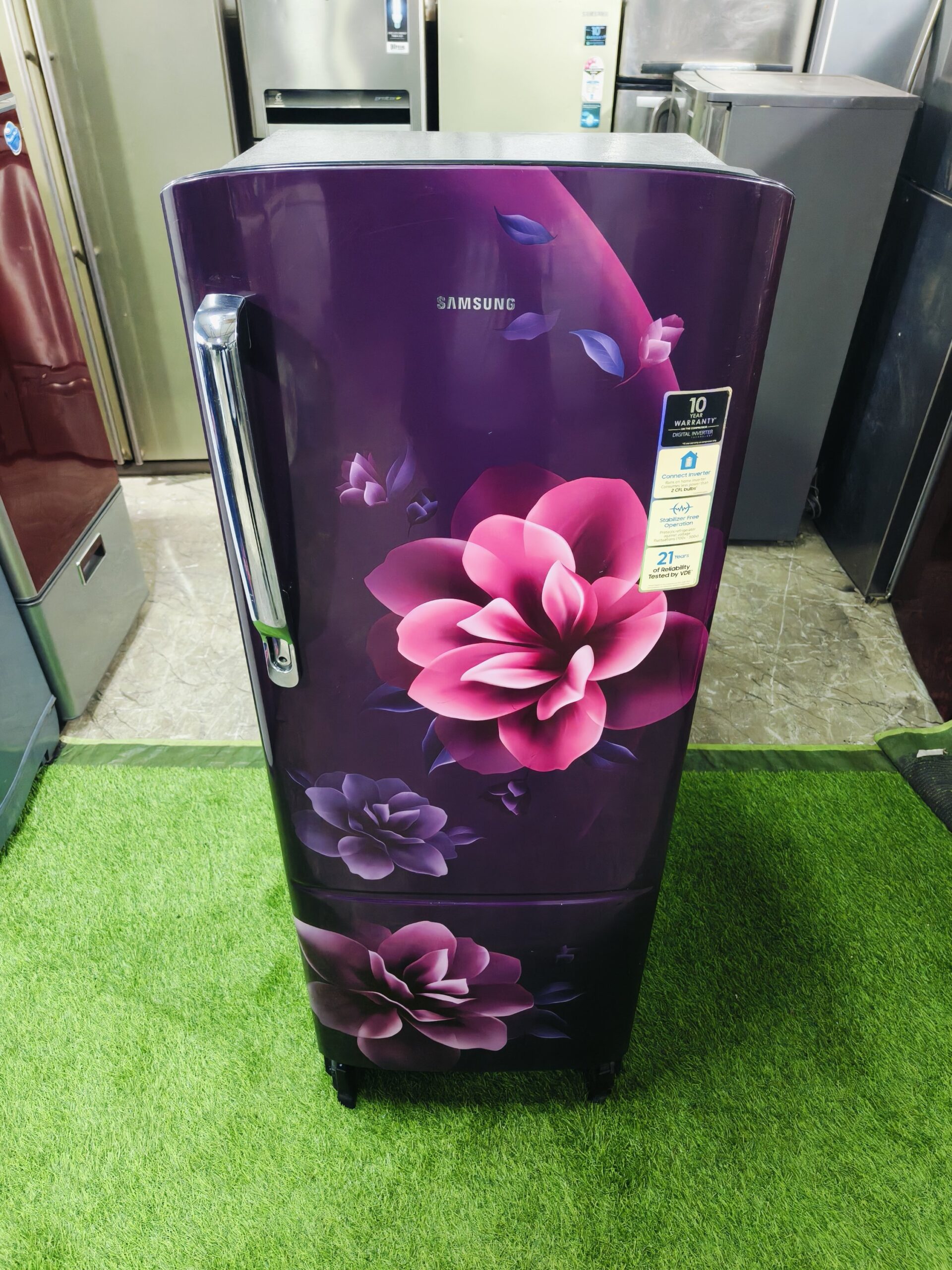 Samsung digital inverter 5 star energy rating pink flower model 240 ltr jumbo single door refrigerator - Image 2