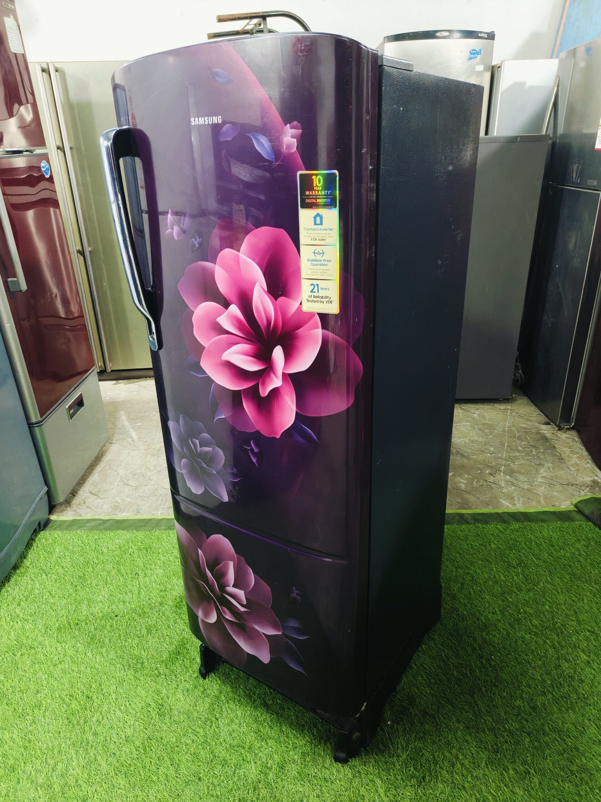 Samsung digital inverter 5 star energy rating pink flower model 240 ltr jumbo single door refrigerator - Image 5