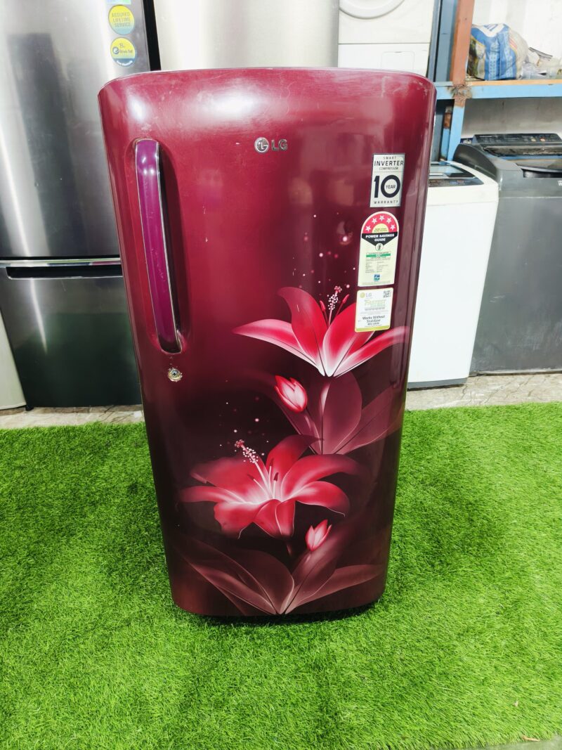 LG smart inverter 5 star energy rating pink flower model 190 ltr gently used single door refrigerator