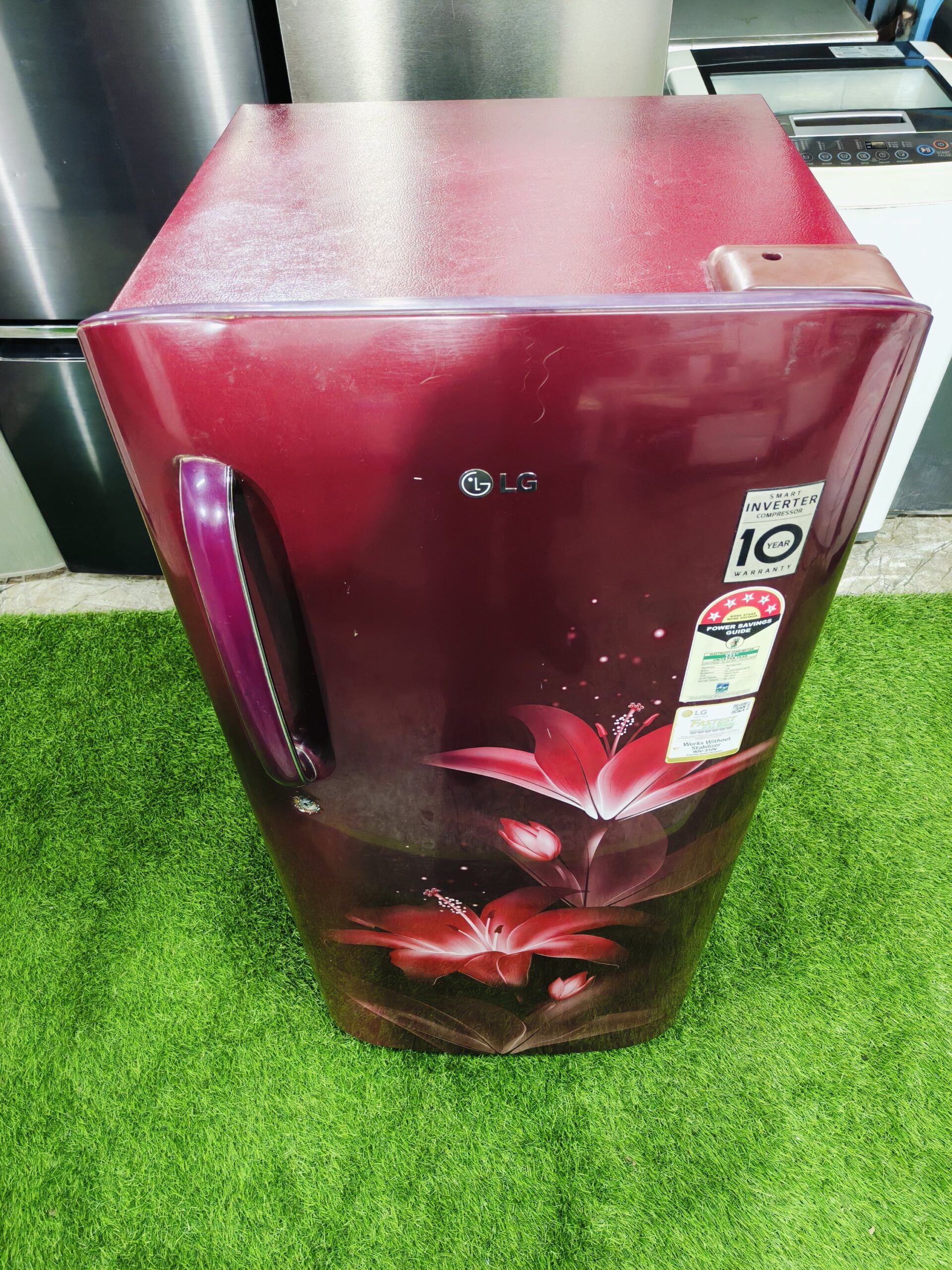 LG smart inverter 5 star energy rating pink flower model 190 ltr gently used single door refrigerator - Image 2