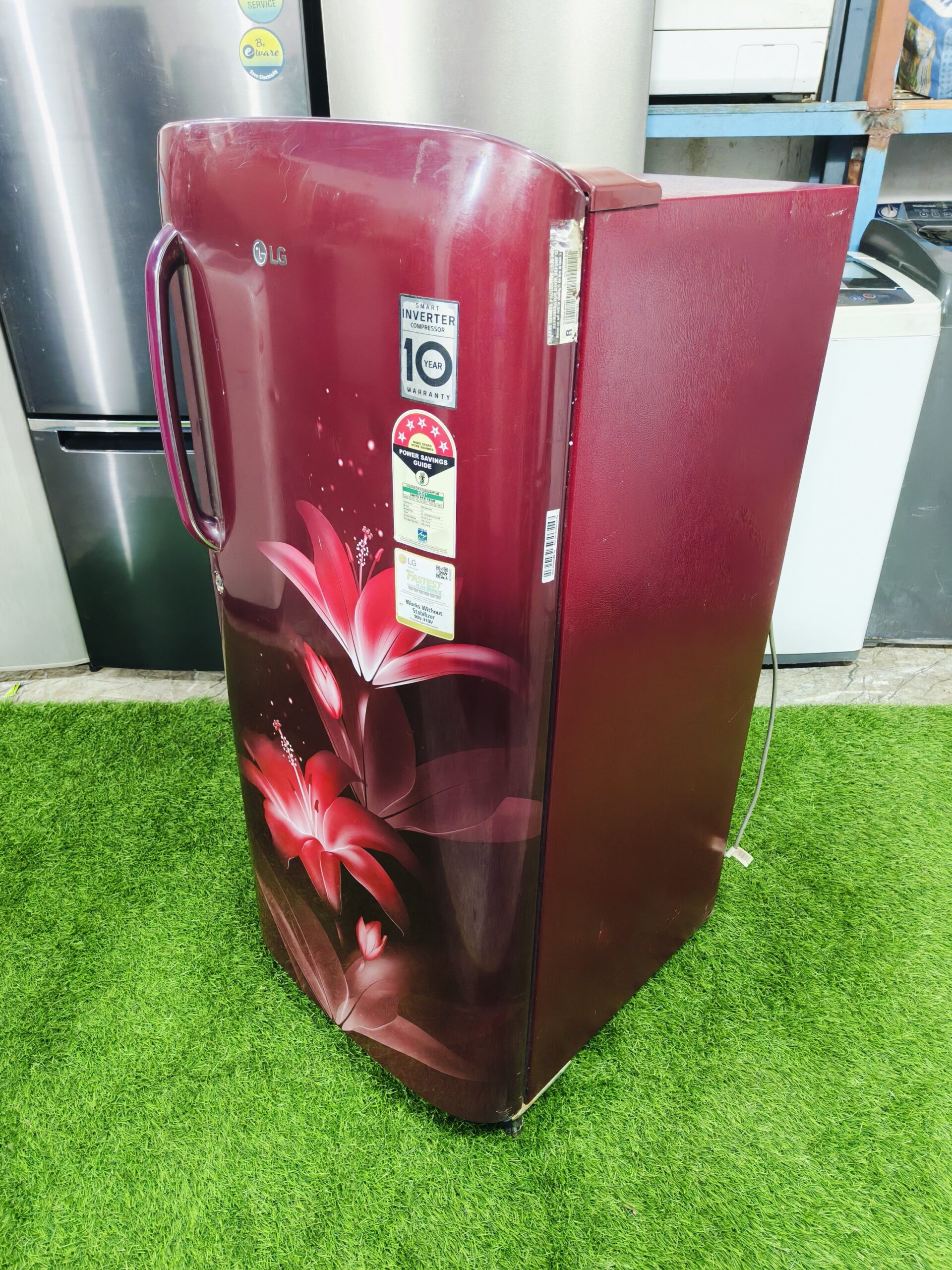 LG smart inverter 5 star energy rating pink flower model 190 ltr gently used single door refrigerator - Image 4