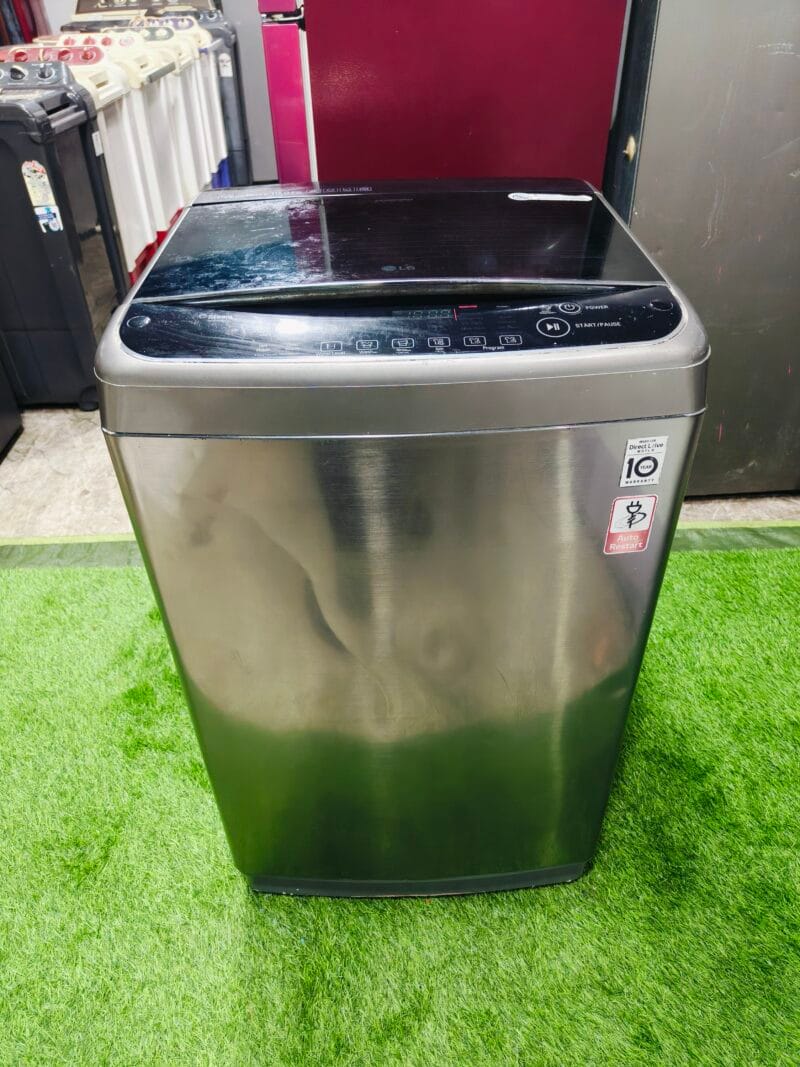 LG steam direct drive digital inverter 5 star energy rating steel finish in colour fully automatic 10 kg top load washing machine