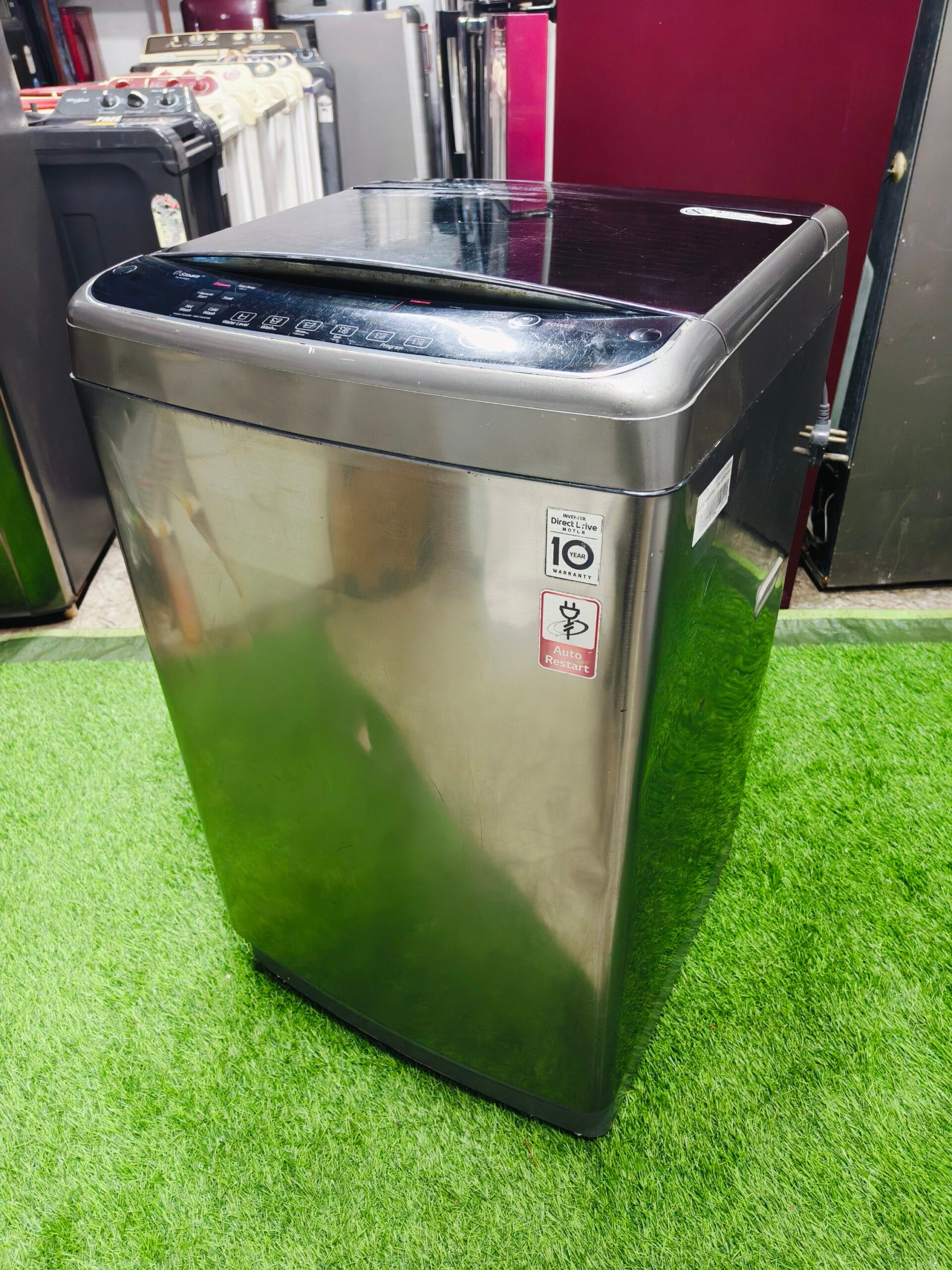 LG steam direct drive digital inverter 5 star energy rating steel finish in colour fully automatic 10 kg top load washing machine - Image 5