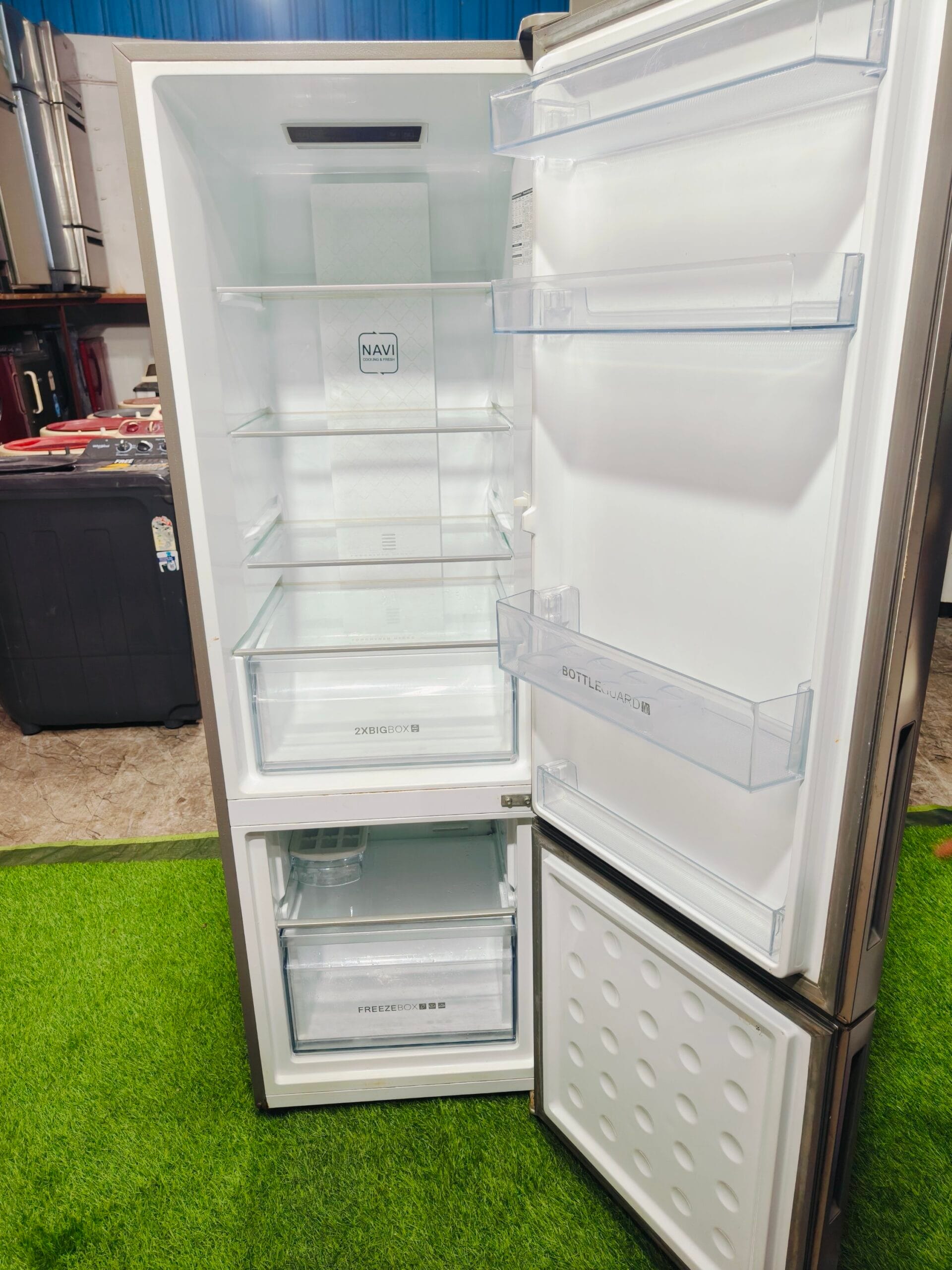 Haier steel finish home connect twin inverter technology with bottom freezer 280 ltr gently used double door refrigerator - Image 3