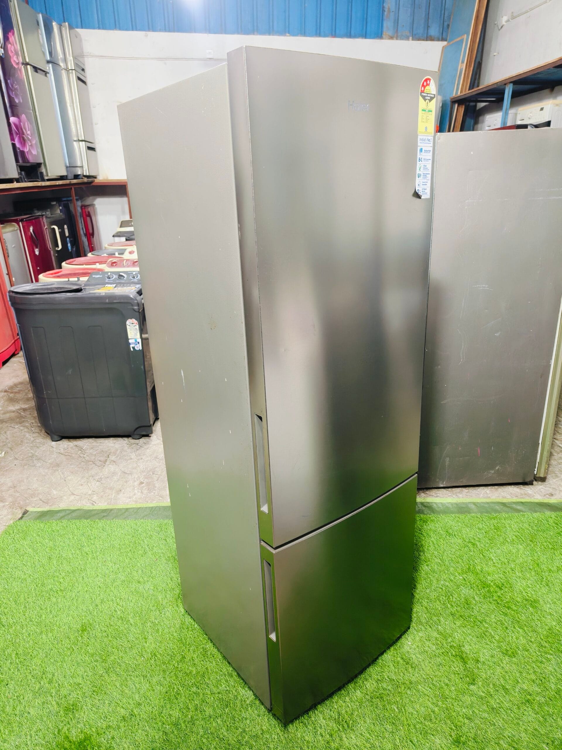 Haier steel finish home connect twin inverter technology with bottom freezer 280 ltr gently used double door refrigerator - Image 4