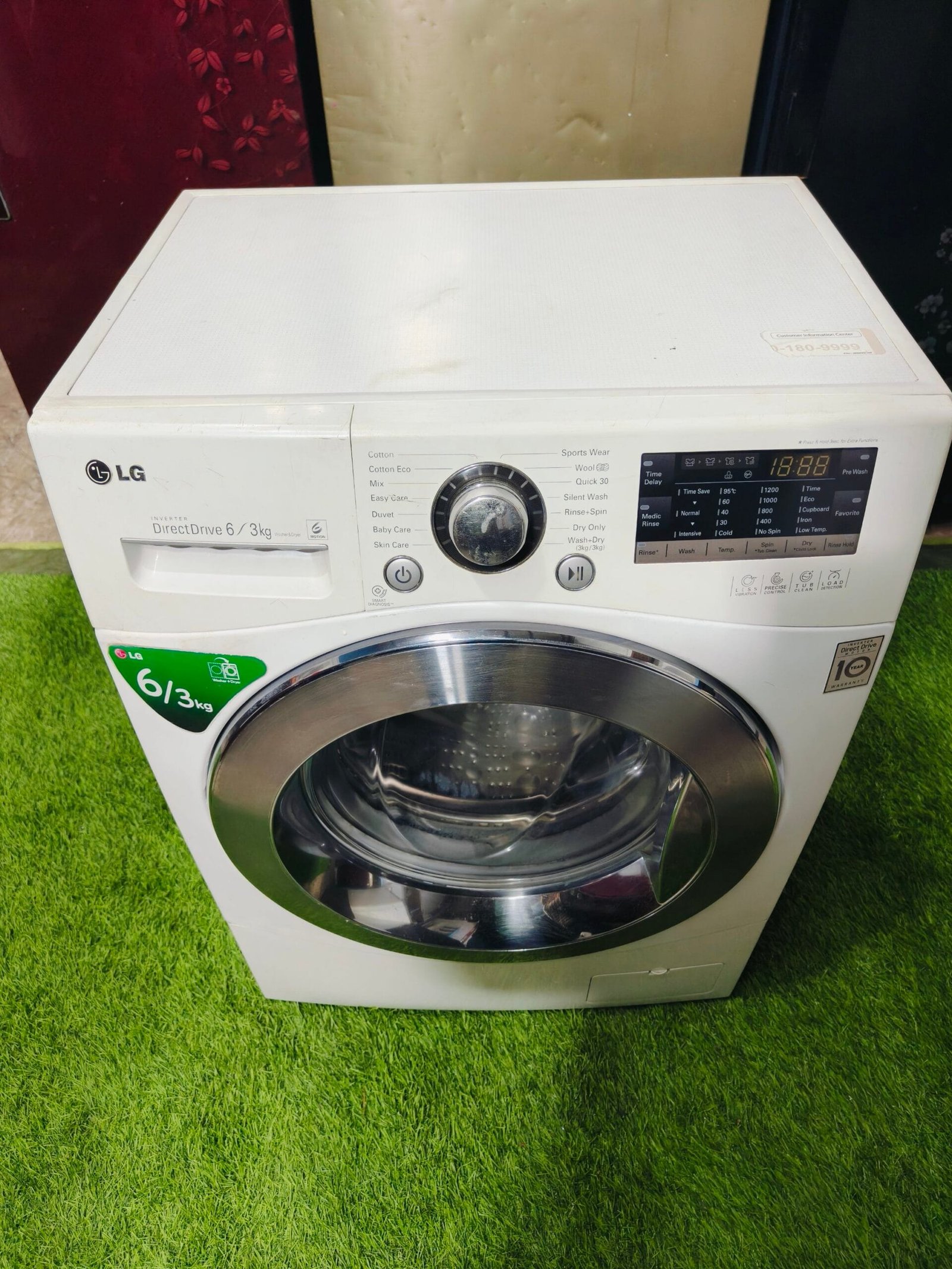 LG 5 star energy rating 6th motion digital inverter direct drive 6/3 kg washer & dryer fully automatic gently used front load washing machine - Image 2