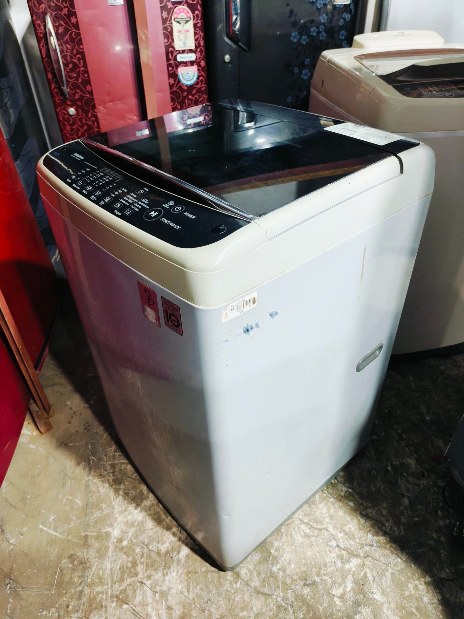 LG smart inverter turbo drum with inverter technology 6.5 kg double colour gently used fully automatic top load washing machine - Image 5